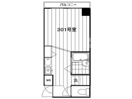 グルージャ加藤(ワンルーム/3階)の間取り写真