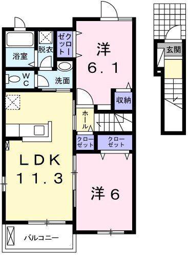 サンライズI(2LDK/2階)の間取り写真