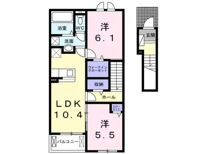 ボヌールA(2LDK/2階)の間取り写真