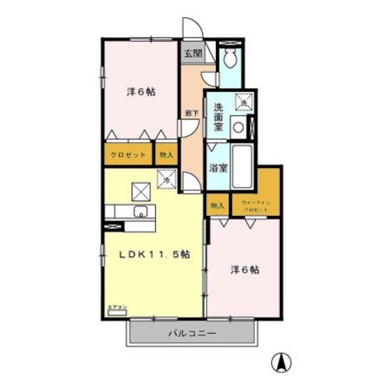 リビングタウン下石倉(2LDK/1階)の間取り写真