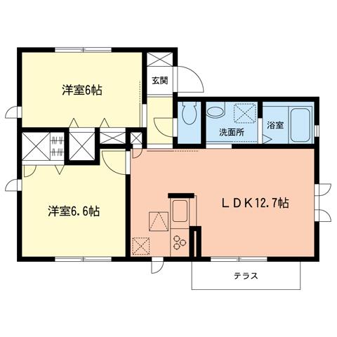 セレーノ(2LDK/1階)の間取り写真