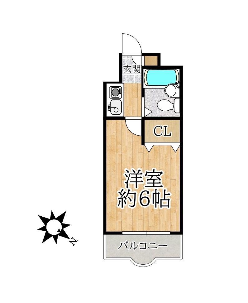 プランドール富浜第Ⅱ(1K/2階)の間取り写真