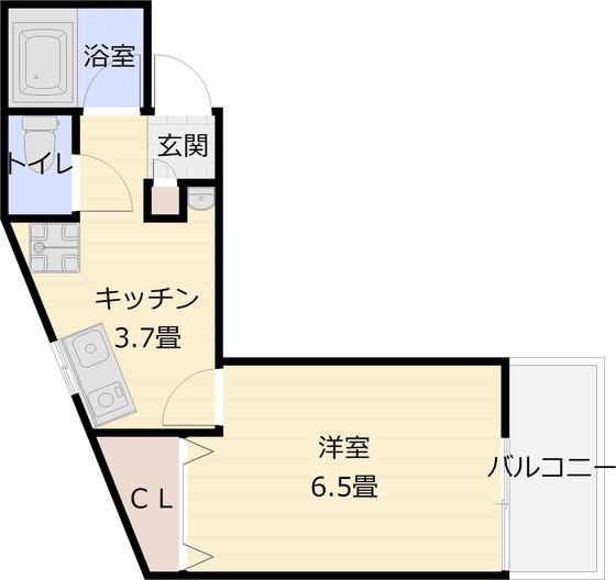 ベルハイツ(1K/3階)の間取り写真