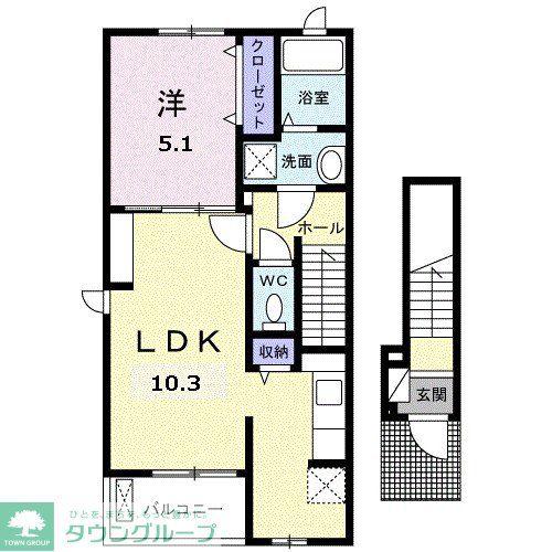 ハッピーノII(1LDK/2階)の間取り写真