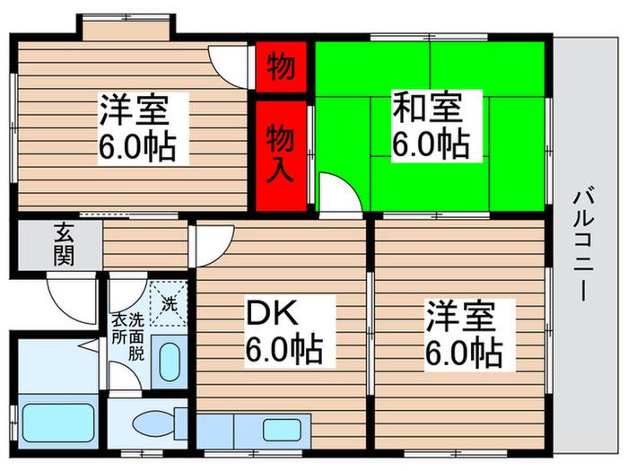 第三土田ハイツ(3DK/1階)の間取り写真
