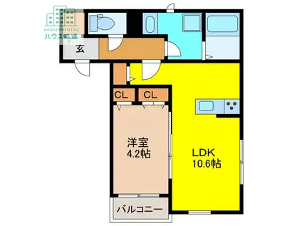 セレーノ鳥栖I(1LDK/1階)の間取り写真