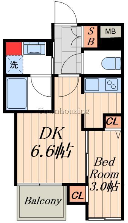 ミュプレ住吉(1DK/6階)の間取り写真