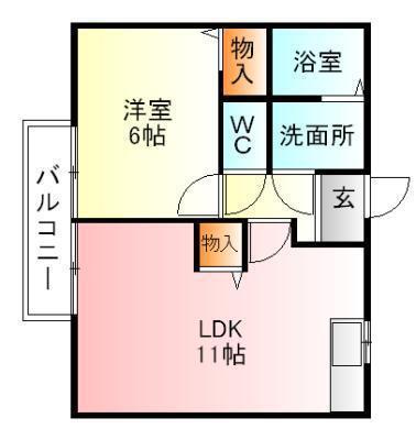 リバーフィールド(1LDK/1階)の間取り写真