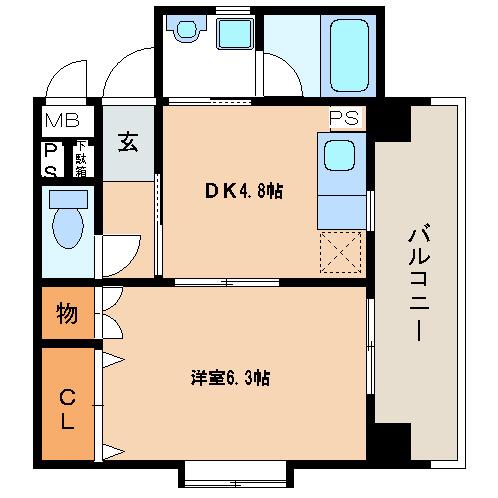 リヴィエール友泉亭(1DK/4階)の間取り写真