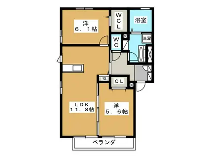 マーサ・ラムレI(2LDK/1階)の間取り写真