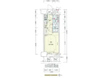 プレサンス堺筋本町センティス(1K/6階)の間取り写真