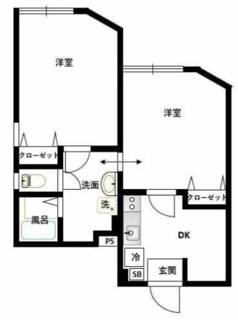 プラージュ鎌倉(2DK/1階)の間取り写真
