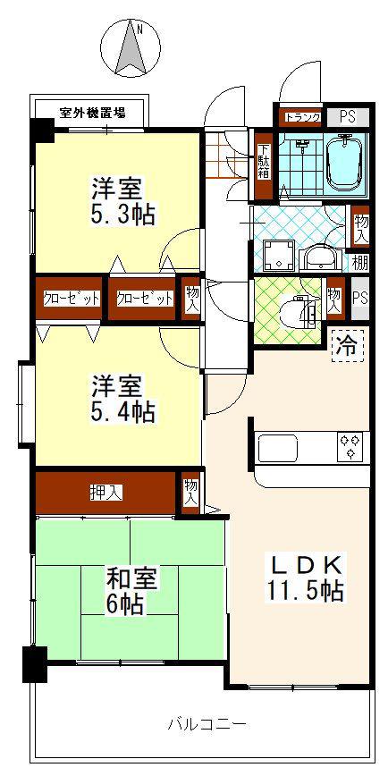 エクセレント高木(3LDK/5階)の間取り写真