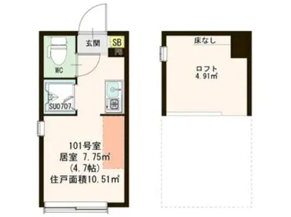 パルメゾン鷺宮(ワンルーム/1階)の間取り写真