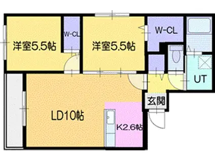 BIBOスクエア千歳(2LDK/3階)の間取り写真