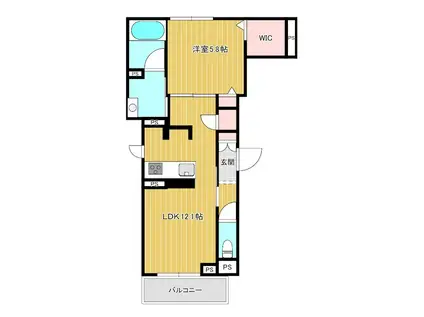 エスコート(1LDK/3階)の間取り写真