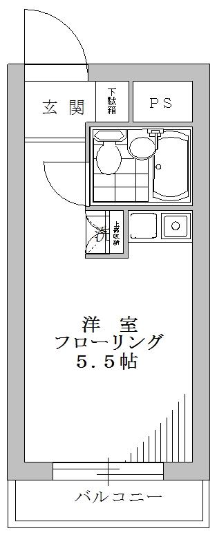 ライオンズマンション荏原中延(ワンルーム/2階)の間取り写真