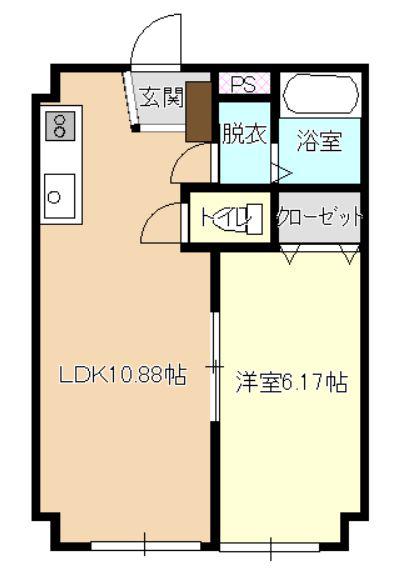 くつろぎ館(1LDK/3階)の間取り写真