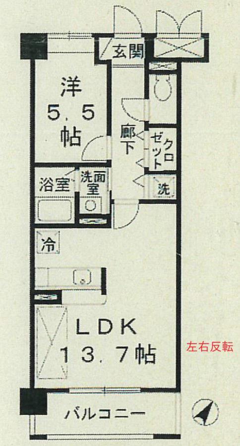 メゾンT.I.U(1LDK/2階)の間取り写真