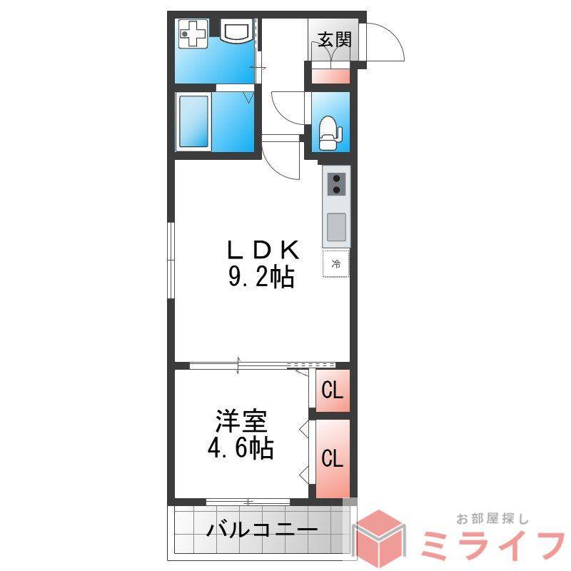 LOUIS APARTMENT 長瀬ノール(1LDK/2階)の間取り写真