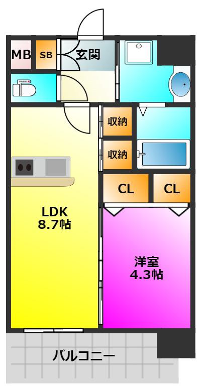 OH OHASHI BLD(1LDK/10階)の間取り写真