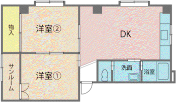 シティハイツ新谷(2LDK/3階)の間取り写真