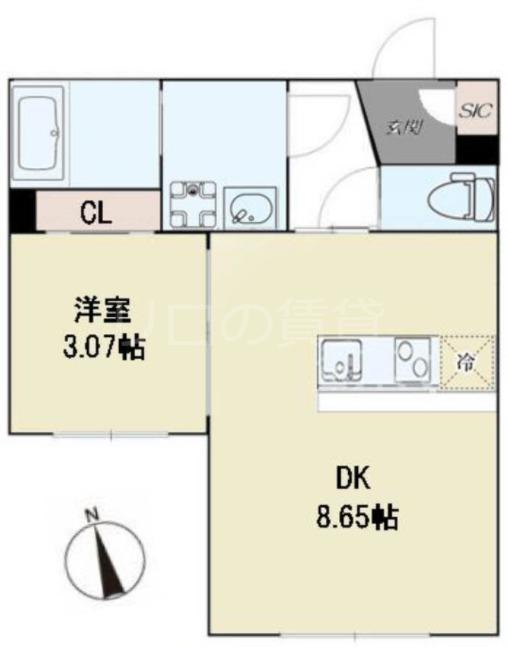 アズ南大井レジデンス(1DK/1階)の間取り写真