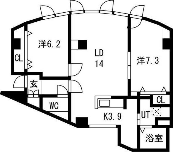 CUORE手稲本町(2LDK/3階)の間取り写真