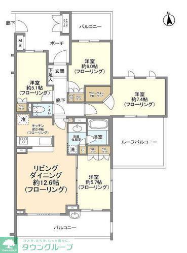 ドレッセ荏田北フォーネ(4LDK/6階)の間取り写真