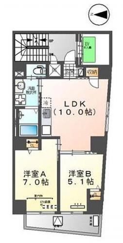 カーサグランデ日本橋小網町(2LDK/7階)の間取り写真