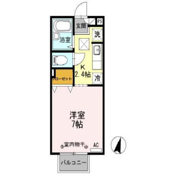 パセオ並木(1K/2階)の間取り写真
