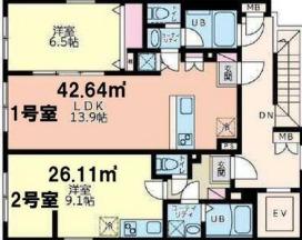 RCレジ亀戸(1LDK/5階)の間取り写真