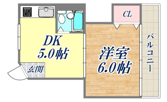 ハイツ桜ヶ丘Ⅱ(1DK/2階)の間取り写真
