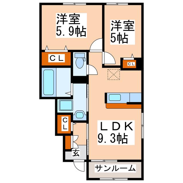 シドニー(2LDK/1階)の間取り写真