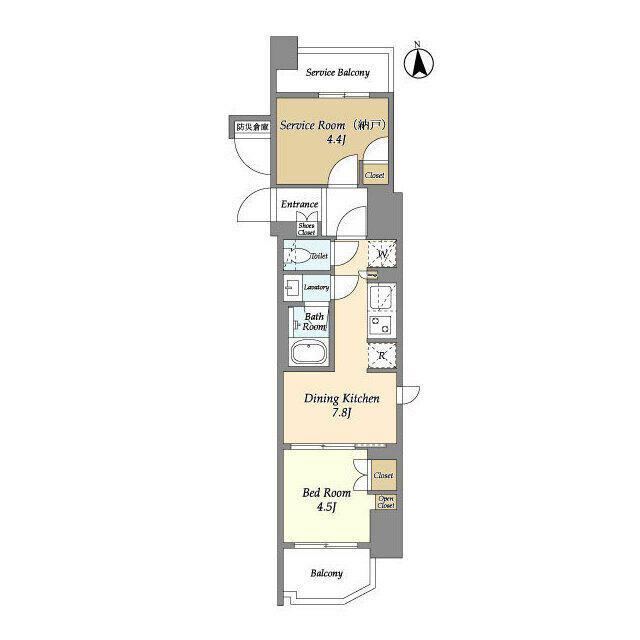 ウェルスクエア西蒲田(1SDK/8階)の間取り写真