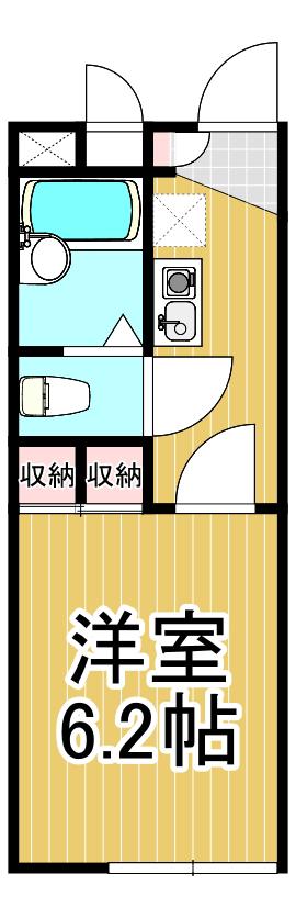 レオパレス 甲東園(1K/1階)の間取り写真