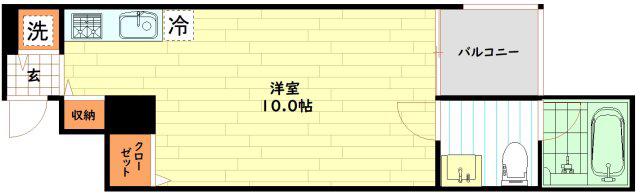 サウス・サン(ワンルーム/3階)の間取り写真