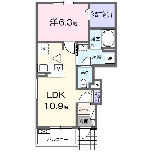 グランデュール N ファインII(1LDK/1階)の間取り写真