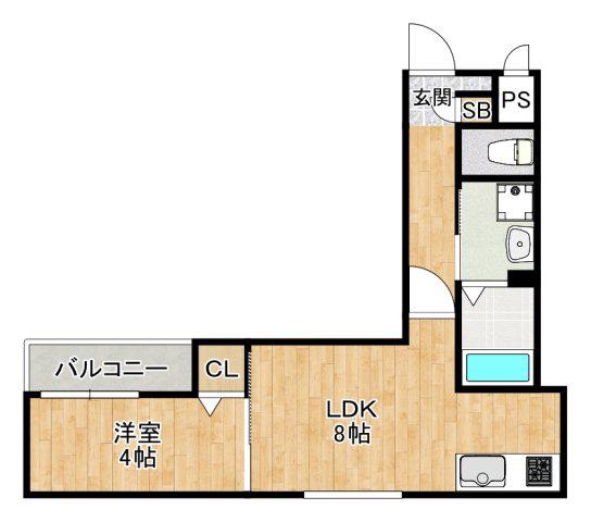 ALEGRIA豊津(1LDK/2階)の間取り写真