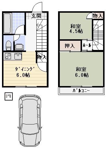 サンハイツ(2DK/1階)の間取り写真