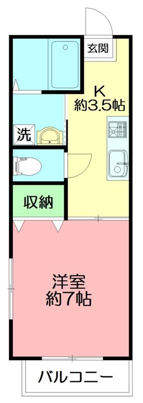 NS GATE 鎌倉材木座(1K/1階)の間取り写真