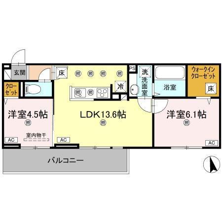 メテオラ(2LDK/1階)の間取り写真
