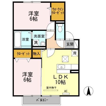 アルバトロス(2LDK/1階)の間取り写真