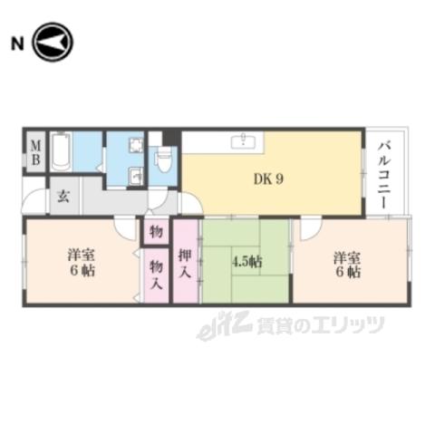 ライフコート萩の台(3DK/1階)の間取り写真