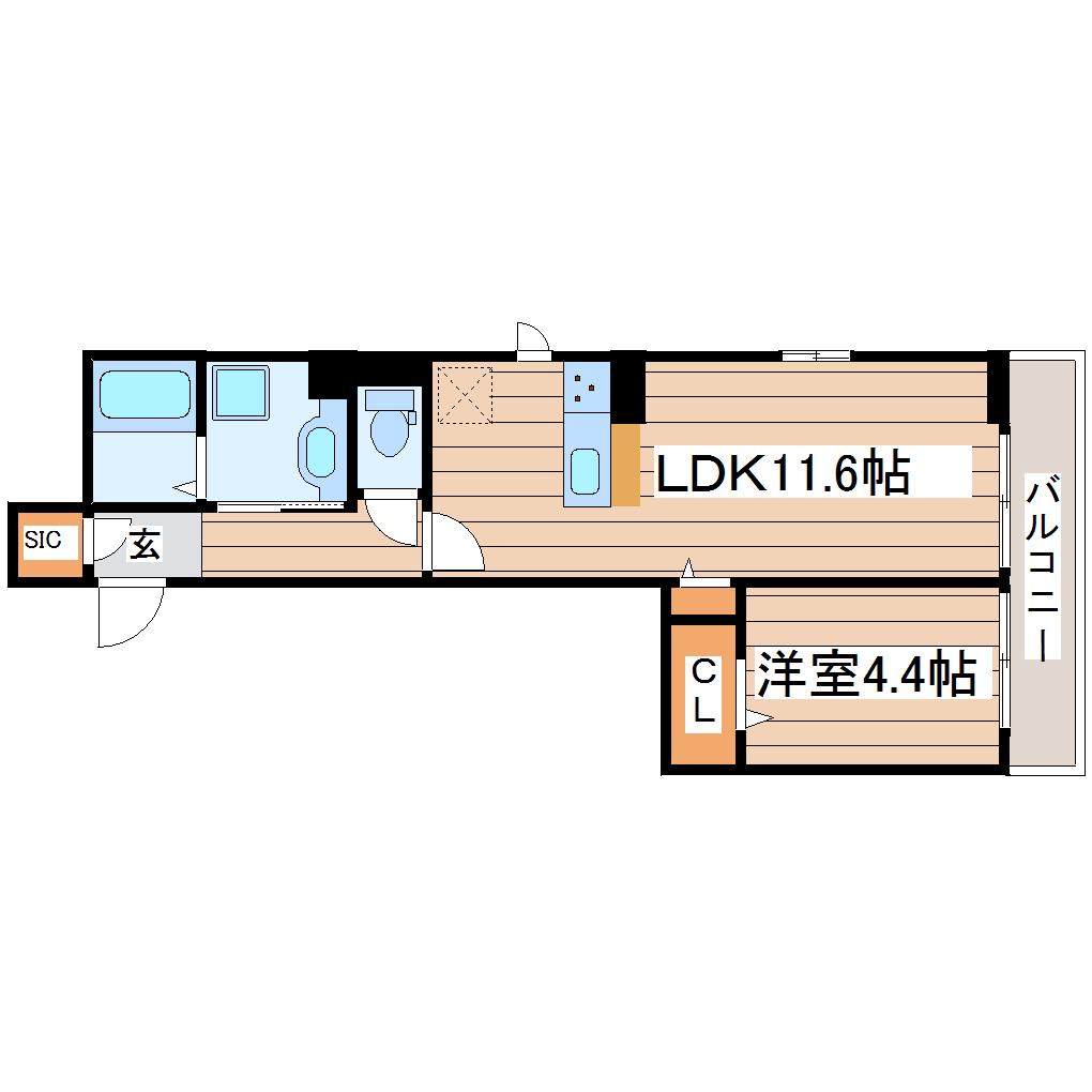 ラウレア(1LDK/1階)の間取り写真