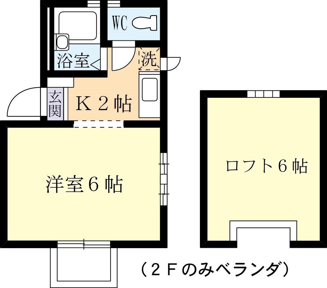 メゾンオークラB(1K/2階)の間取り写真