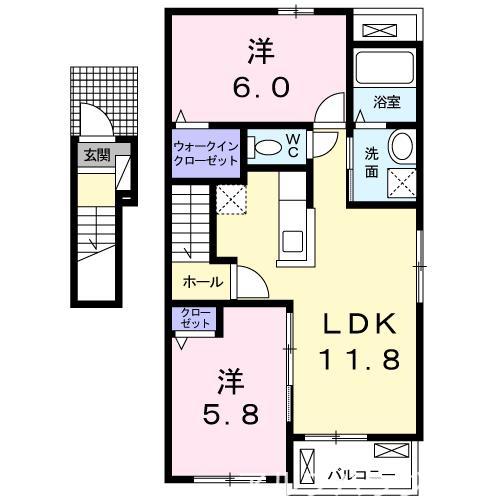 T-エターナル(2LDK/2階)の間取り写真