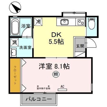 マイルーム藤IV(1DK/2階)の間取り写真