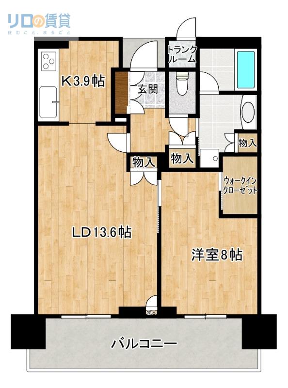 ジオタワー宝塚グランレジス(1LDK/28階)の間取り写真