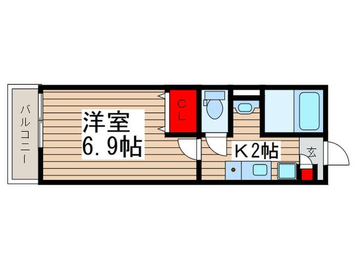 VILLA EGRET (1K/2階)の間取り写真